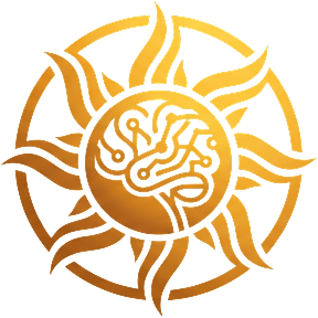 The Bodhelios mark: a sun whose core is drawn as a neural circuit.